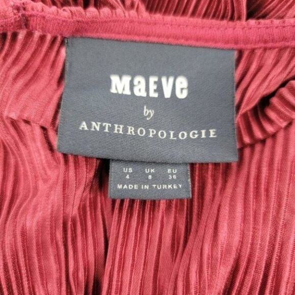 Anthropologie Maeve Sonata Wine Pleated Wide Leg Cropped Jumpsuit Size 4 - Picture 5 of 8